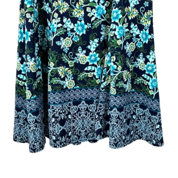 MAGGY LONDON Dress Womens 4 Blue Green Floral Print V-Neck Sleeveless Back Zip - Picture 3 of 10